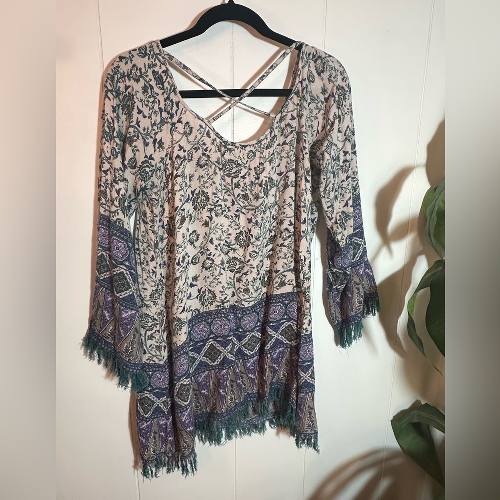 Altar’d State Women’s Long Sleeve Blouse with Fringe Size Medium - Picture 6 of 13
